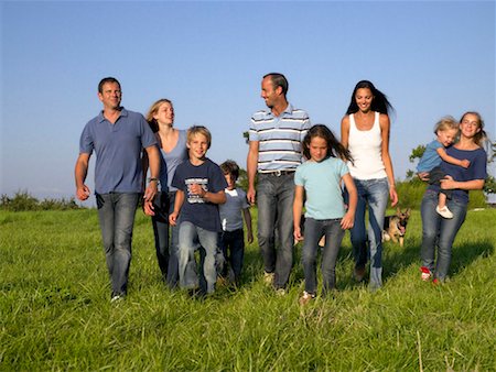social gathering france - Group of people and children walking. Stock Photo - Premium Royalty-Free, Code: 649-01754266