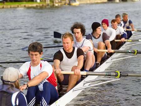 rowing team on water - Crew reaching front stops. Stock Photo - Premium Royalty-Free, Code: 649-01754869