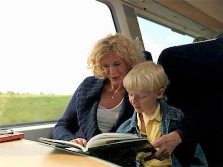 senior train - Grandmother and grandson on train Stock Photo - Premium Royalty-Free, Code: 649-02199449