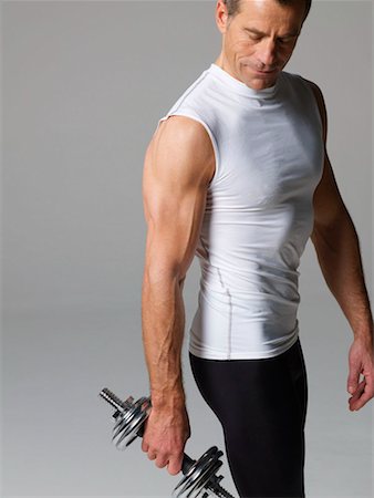 simsearch:614-02613976,k - Mature man with hand weights Stock Photo - Premium Royalty-Free, Code: 649-02199770