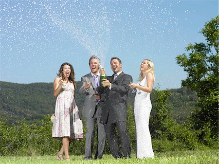 simsearch:693-08769608,k - Wedding party popping champagne Stock Photo - Premium Royalty-Free, Code: 649-02424436