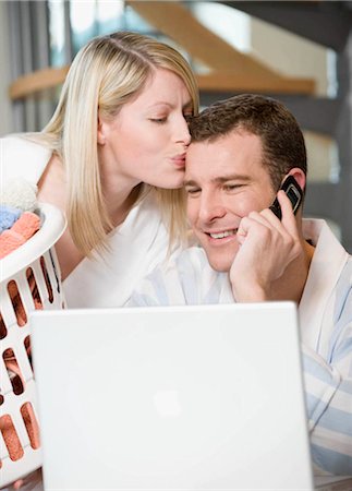 A couple working at home Foto de stock - Sin royalties Premium, Código: 649-02423501
