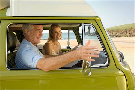 excited traveller - Mature couple in camper van Stock Photo - Premium Royalty-Free, Code: 649-02666227