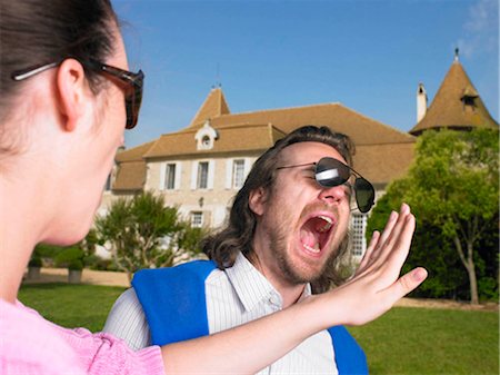 fighting mans and screaming - Woman slapping man Stock Photo - Premium Royalty-Free, Code: 649-02666450