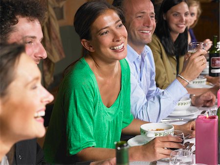 friends table indoor dinner - People talking during dinner Stock Photo - Premium Royalty-Free, Code: 649-02731610
