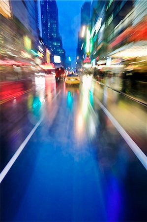 rainy city street - Night scene of 42nd Street near Times Sq Stock Photo - Premium Royalty-Free, Code: 649-02731951