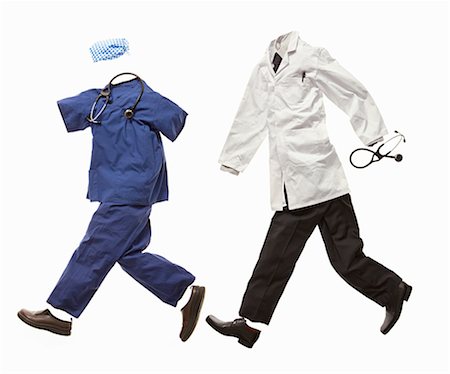 disappear - A doctor and nurse outfit running Foto de stock - Sin royalties Premium, Código: 649-03009238