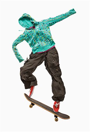 sports fashion - A skateboarder made out of clothing Foto de stock - Sin royalties Premium, Código: 649-03009242