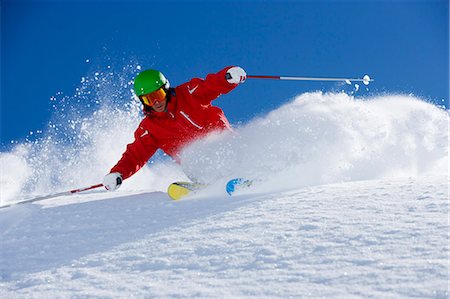 skier (male) - Man in red powder turning. Stock Photo - Premium Royalty-Free, Code: 649-03077564