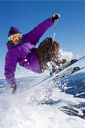 skier (male) - Man in purple tail grabbing. Stock Photo - Premium Royalty-Free, Code: 649-03077569