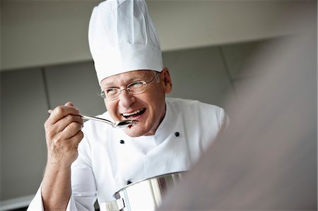 people eating at work - Senior Chef Portait Stock Photo - Premium Royalty-Free, Code: 649-03077729