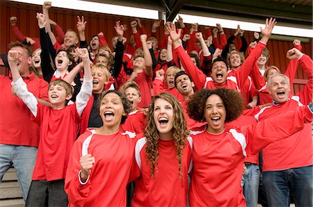 Group of football supporters celebrating Stock Photo - Premium Royalty-Free, Code: 649-03153774