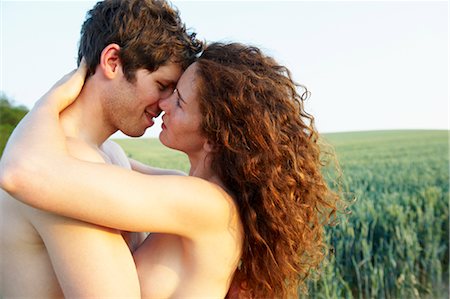 simsearch:649-05949647,k - Topless couple, holding each other Stock Photo - Premium Royalty-Free, Code: 649-03296373