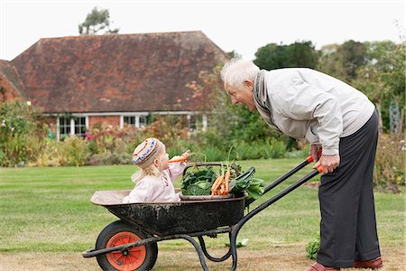 pushing - Grandfather and Granddaughter Stock Photo - Premium Royalty-Free, Code: 649-03447790
