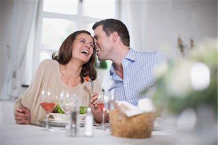 dining 30s two people - Laughing couple Stock Photo - Premium Royalty-Free, Code: 649-03566026