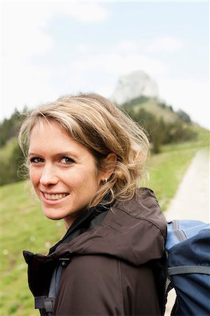 Hiking woman portrait Fotografie stock - Premium Royalty-Free, Codice: 649-03769222