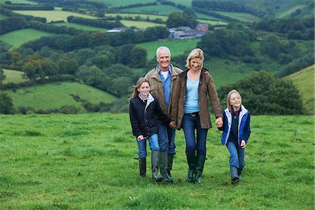 rubber boots young girl - Grandparents and children on a walk Stock Photo - Premium Royalty-Free, Code: 649-03770854