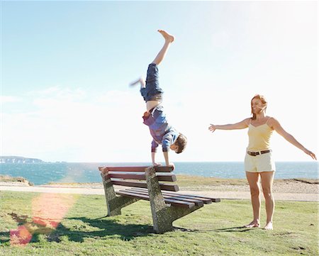 family pictures on a bench - Mother and son Stock Photo - Premium Royalty-Free, Code: 649-03773287