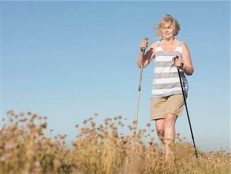 senior woman trekking - Senior keeping fit Stock Photo - Premium Royalty-Free, Code: 649-03773305