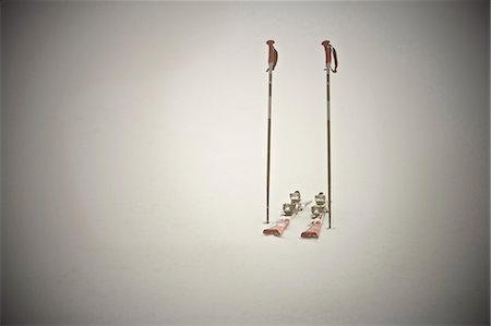 snow border - Empty skis and poles in snow Stock Photo - Premium Royalty-Free, Code: 649-03858360