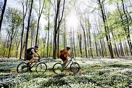 Couple mountain biking together Foto de stock - Sin royalties Premium, Código: 649-03884368