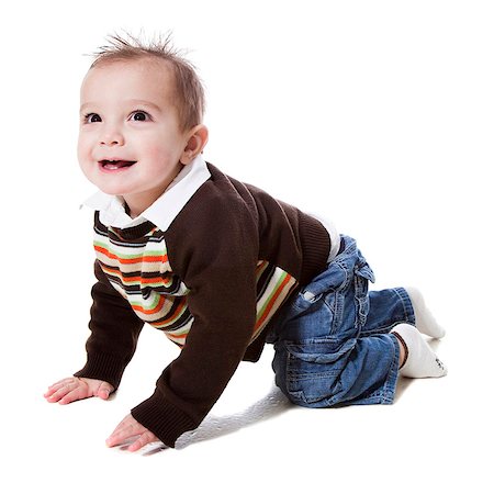 Boy (2-3) crawling, studio shot Stock Photo - Premium Royalty-Free, Code: 640-05760822