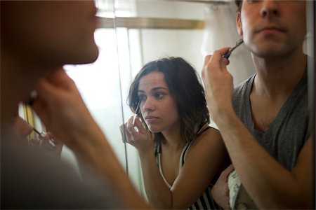 provo (utah) - USA, Utah, Provo, Close-up of young couple in front of bathroom mirror Stock Photo - Premium Royalty-Free, Code: 640-05761304