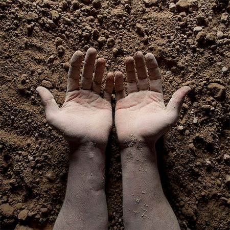 Studio shot of man's hands on dirt Stock Photo - Premium Royalty-Free, Code: 640-05761301