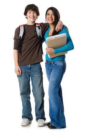 Students with book bags posing Stock Photo - Premium Royalty-Free, Code: 640-06051427