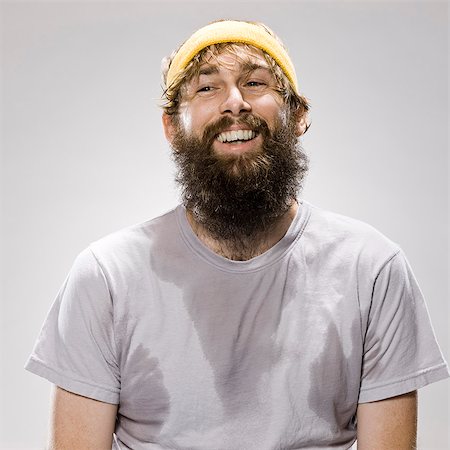 excercise and sweating - bearded man wearing a headband Stock Photo - Premium Royalty-Free, Code: 640-06051738