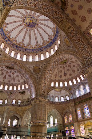 Turkey, Interior of Blue Mosque with ornate domes Stock Photo - Premium Royalty-Free, Code: 640-06963074