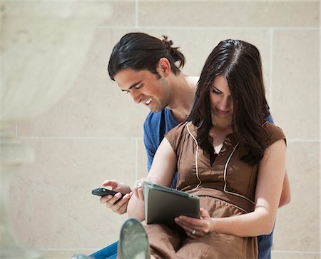 read and paris - France, Paris, Young couple sitting in Louvre Museum Stock Photo - Premium Royalty-Free, Code: 640-06963090