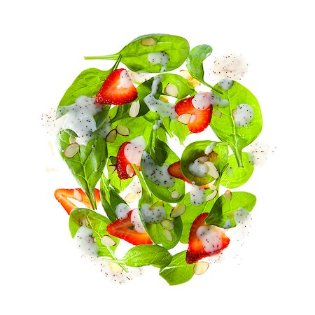 salad viewed from above - Strawberry salad on white background Stock Photo - Premium Royalty-Free, Code: 640-06963538