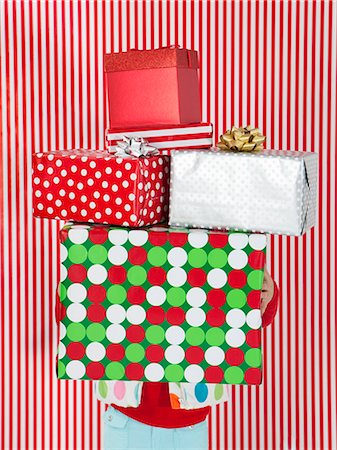 Stack of Christmas gifts Stock Photo - Premium Royalty-Free, Code: 640-06963713