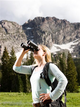 simsearch:640-02947685,k - female hiker with binoculars Stock Photo - Premium Royalty-Free, Code: 640-08089118