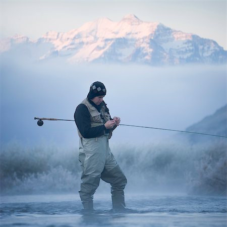 fly fishing mist - fly fisherman Stock Photo - Premium Royalty-Free, Code: 640-08089182