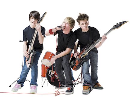 electric bass white background - teenage rock band Stock Photo - Premium Royalty-Free, Code: 640-08089335