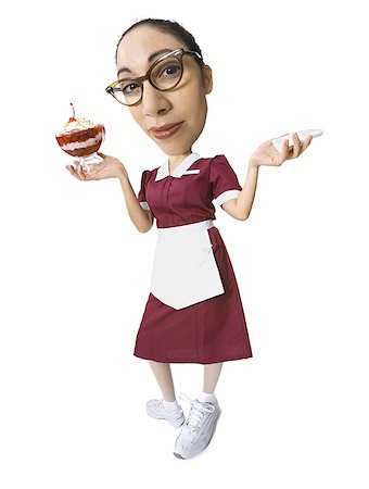 person and cut out and waiter - Portrait of a young woman holding an ice-cream and a note book Stock Photo - Premium Royalty-Free, Code: 640-01349748