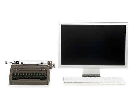 Old typewriter and modern computer Foto de stock - Sin royalties Premium, Código: 640-01354210