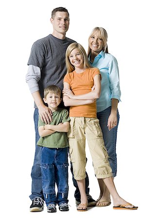 preteen boy happy white background - Portrait de famille des parents et deux enfants Photographie de stock - Premium Libres de Droits, Code: 640-01354461