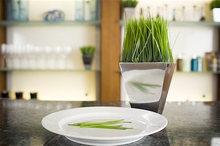 simsearch:640-01354850,k - Close-up of a plate and a vase of herbs at the bar counter Foto de stock - Sin royalties Premium, Código: 640-01355134