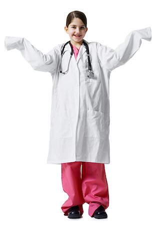 simsearch:640-01351863,k - Portrait of a teenage girl wearing doctor's clothing Stock Photo - Premium Royalty-Free, Code: 640-01356049