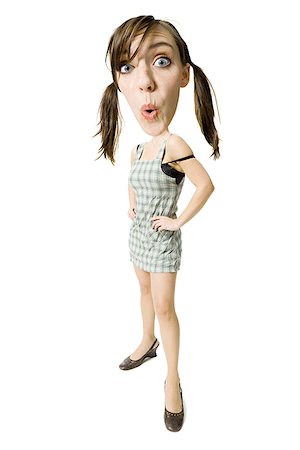 Caricature of woman with pigtails Foto de stock - Sin royalties Premium, Código: 640-01356518