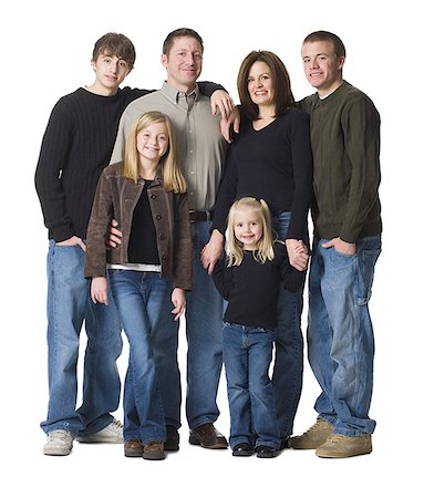 family mom dad studio shot white background full length - Portrait of a family Stock Photo - Premium Royalty-Free, Code: 640-01356551