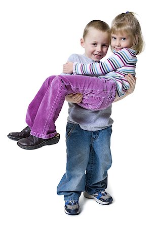 Portrait of a boy carrying a girl Stock Photo - Premium Royalty-Free, Code: 640-01356577