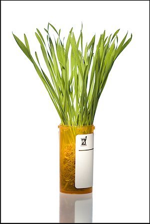 Prescription bottle with grass Stock Photo - Premium Royalty-Free, Code: 640-01357457