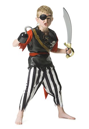 pirata - Portrait d'un garçon habillé comme un pirate Photographie de stock - Premium Libres de Droits, Code: 640-01357904