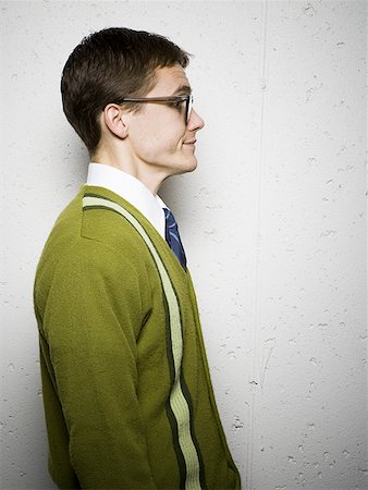 Side profile of nerd with glasses Stock Photo - Premium Royalty-Free, Code: 640-01358448