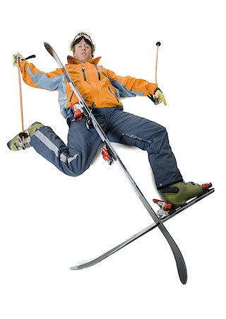 sports accident - High angle view of a fallen skier Stock Photo - Premium Royalty-Free, Code: 640-01358483
