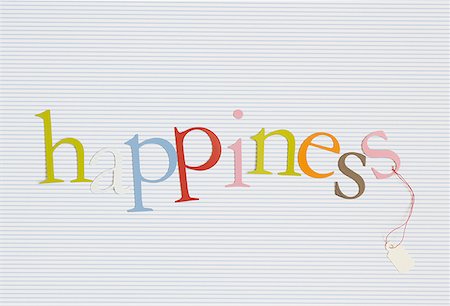 Letters spelling Happiness with price tag attached Foto de stock - Sin royalties Premium, Código: 640-01358614